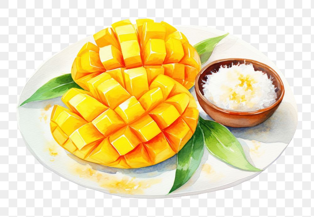 PNG Mango fruit plate food. AI generated Image by rawpixel.