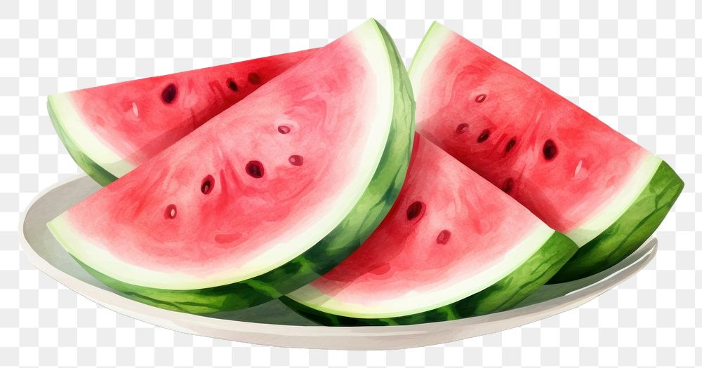 PNG Watermelon plate fruit plant. AI generated Image by rawpixel.