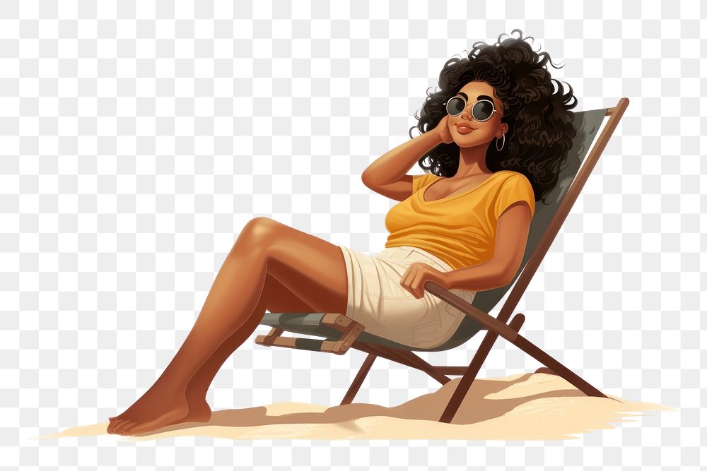 PNG Sunglasses sunbathing furniture sitting. AI generated Image by rawpixel.