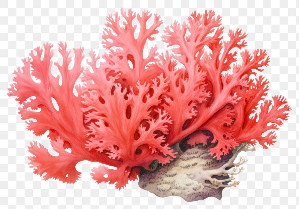 PNG Red coral, digital paint illustration. 