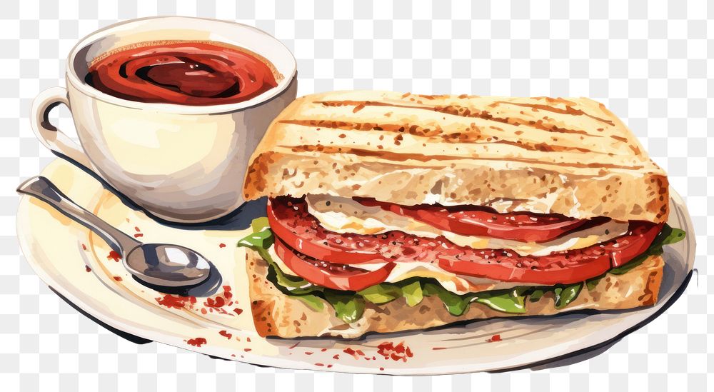 PNG Sandwich coffee bread lunch. AI generated Image by rawpixel.