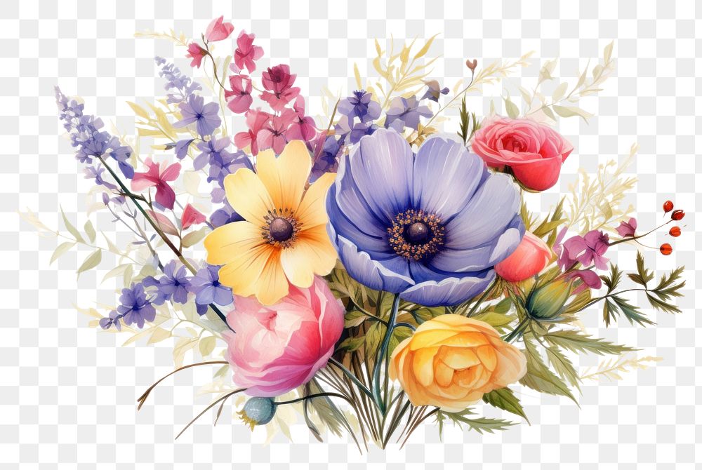 PNG Flower painting pattern drawing. AI generated Image by rawpixel.