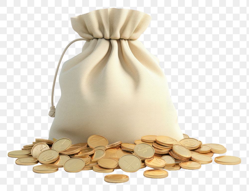 PNG Coin bag money white background. AI generated Image by rawpixel.