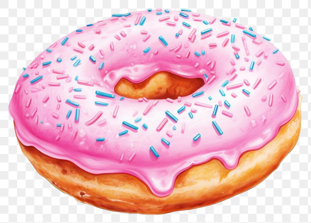 PNG Donut dessert food confectionery, digital paint illustration. 