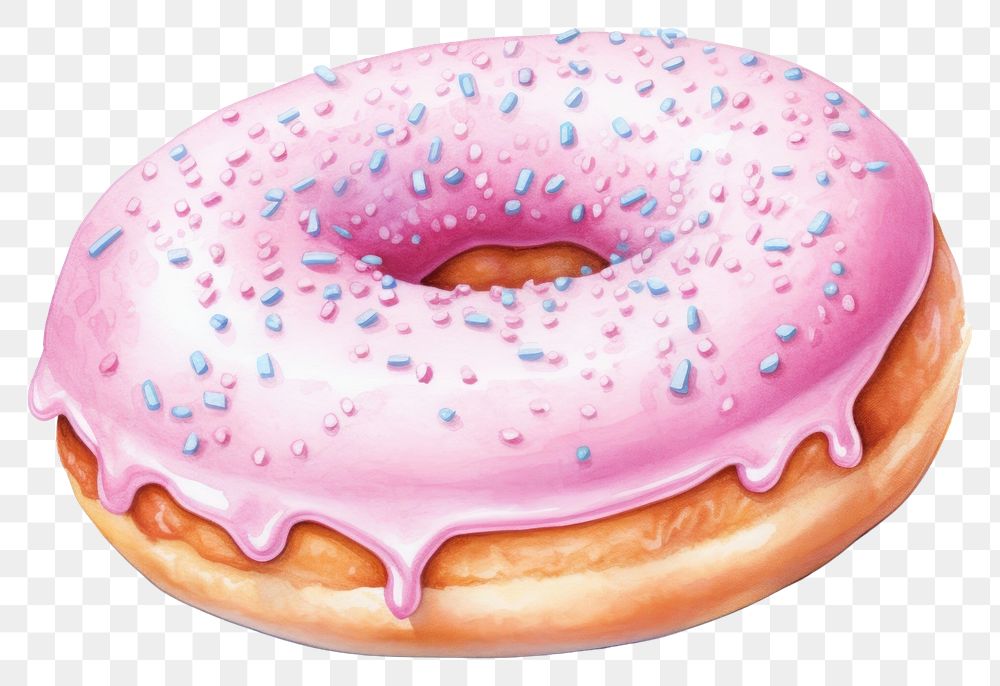 PNG Donut dessert food cake, digital paint illustration.