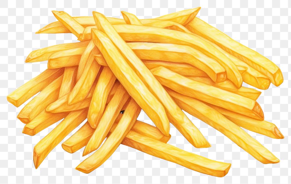 PNG Fries food white background french fries, digital paint illustration. AI generated image