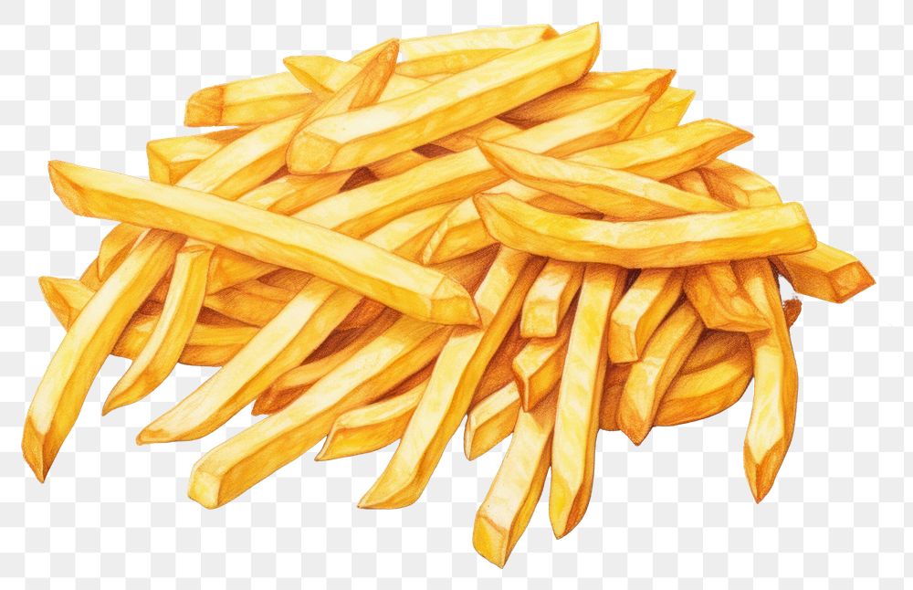 PNG Fries food white background french fries, digital paint illustration.