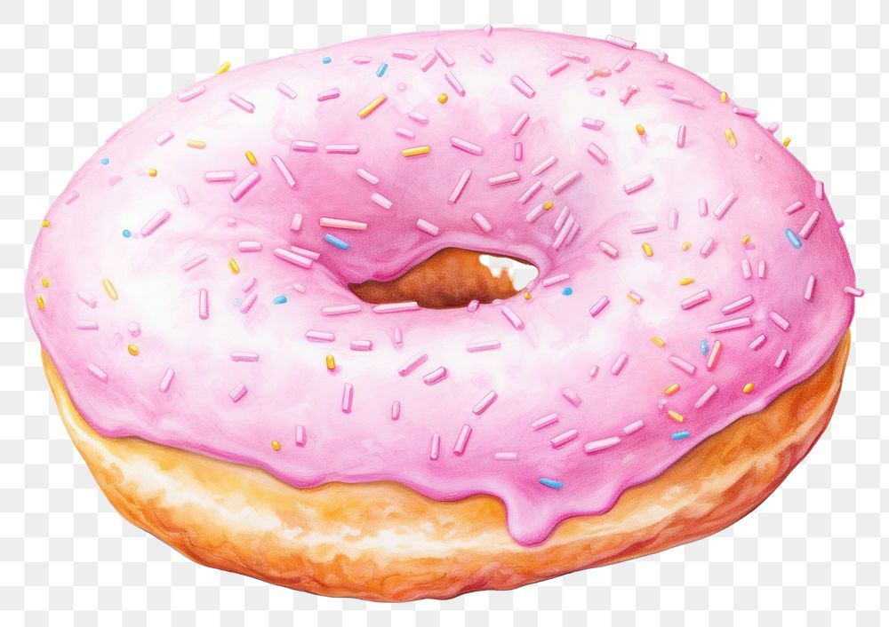 PNG Donut food white background confectionery, digital paint illustration. 