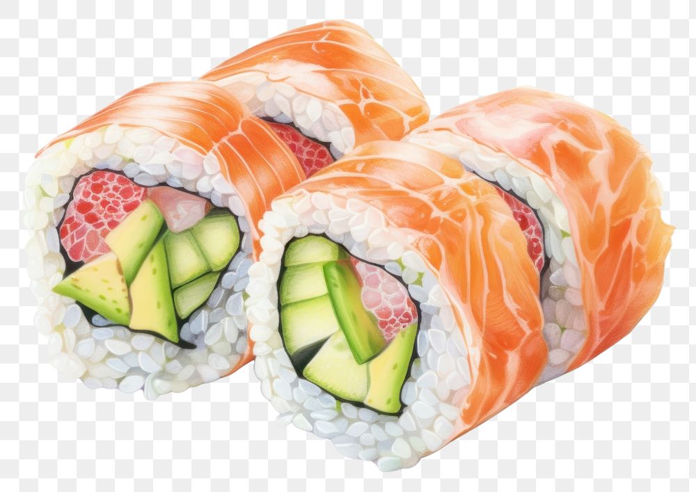 PNG Sushi food rice meal, digital paint illustration. AI generated image