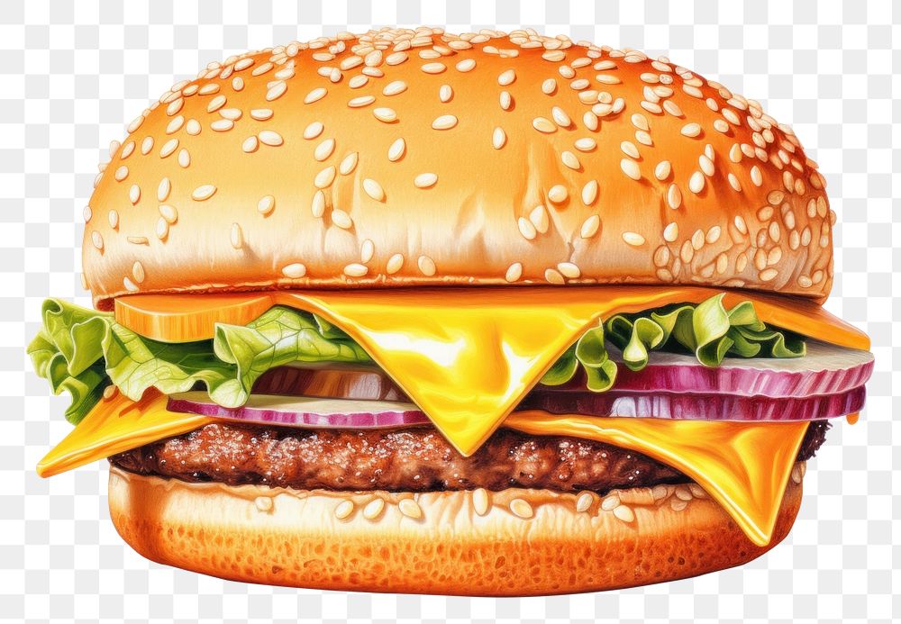 PNG Burger food medication hamburger, digital paint illustration. AI generated image