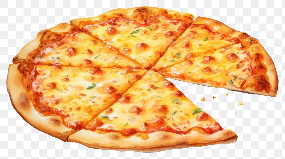 PNG Pizza cheese food white background, digital paint illustration. AI generated image
