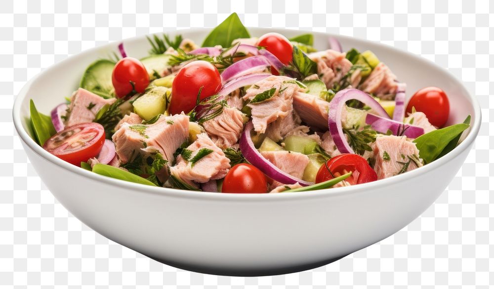 PNG Tuna salad food meal bowl. AI generated Image by rawpixel.