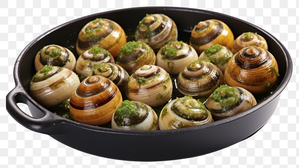 PNG Escargots food seafood white background. AI generated Image by rawpixel.