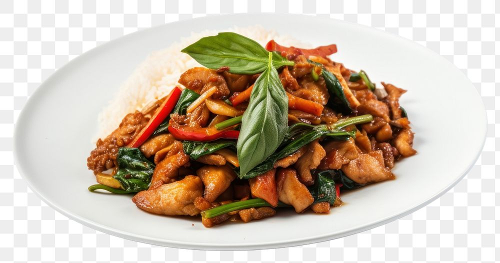 PNG Basil plate food meal. AI generated Image by rawpixel.