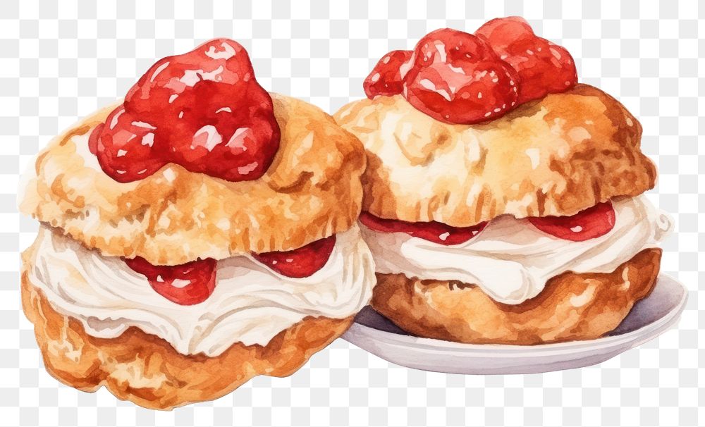 PNG Scones cream dessert pastry. AI generated Image by rawpixel.