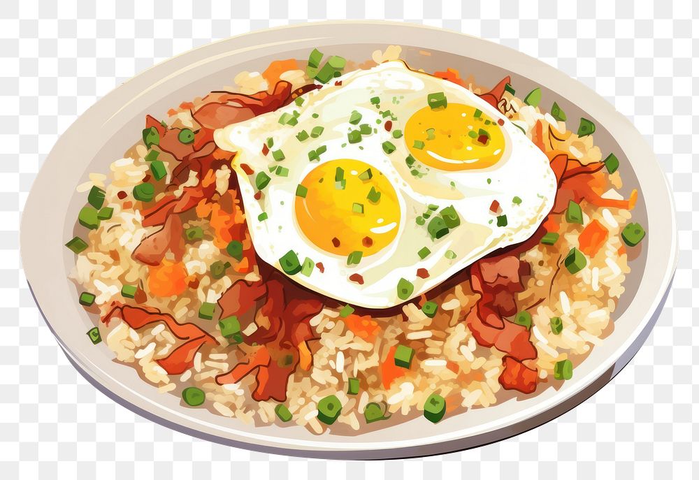 PNG Egg bacon plate fried. AI generated Image by rawpixel.
