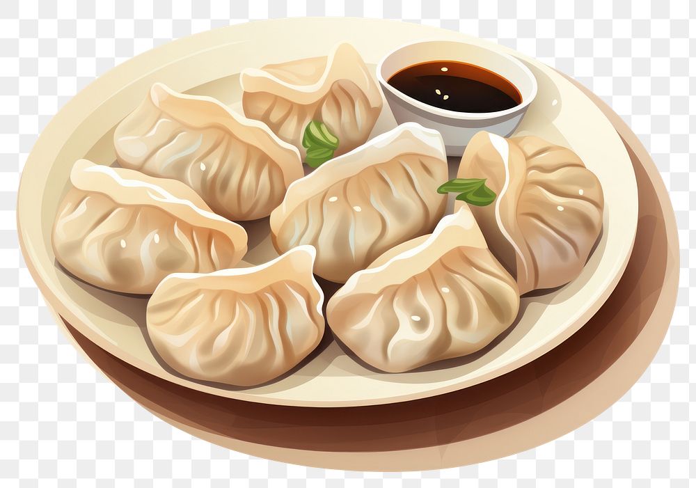 PNG Dumpling plate food meal. AI generated Image by rawpixel.