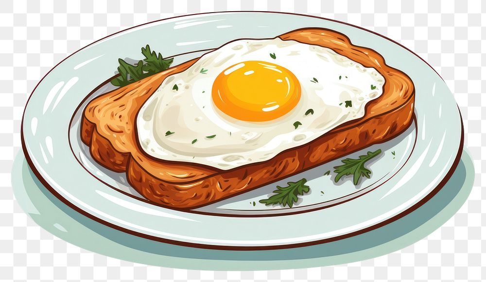 PNG Egg bread plate meal. AI generated Image by rawpixel.