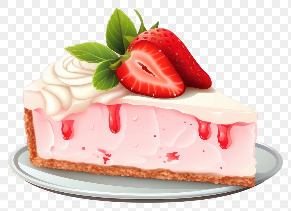 PNG Cake strawberry cheesecake dessert. AI generated Image by rawpixel.