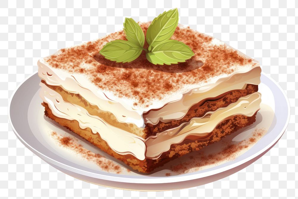 PNG Tiramisu dessert cream plate. AI generated Image by rawpixel.