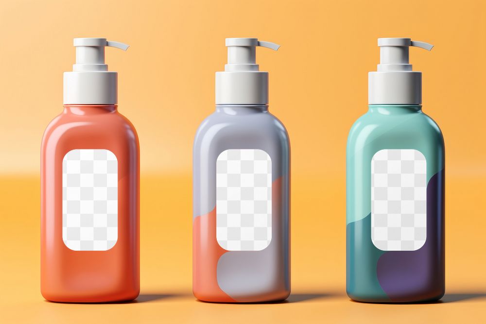Pump bottle label png mockup, transparent design