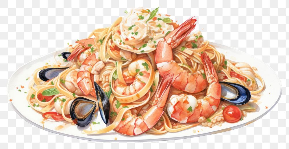 PNG Spaghetti seafood lobster shrimp. AI generated Image by rawpixel.