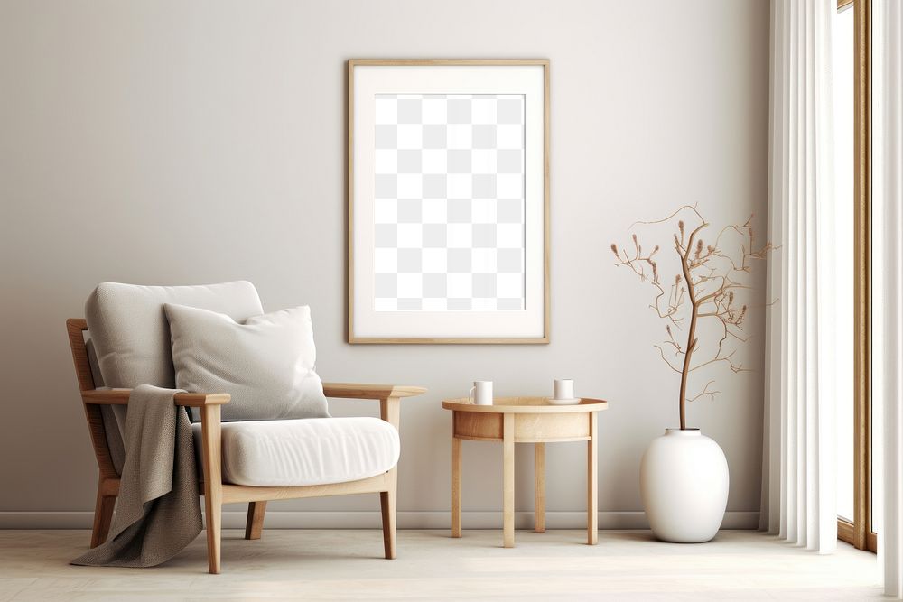 Living room png,  transparent mockup