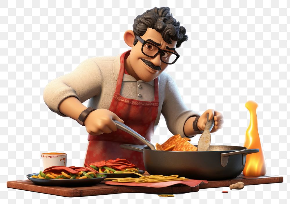 PNG Cooking cartoon adult food. AI generated Image by rawpixel.