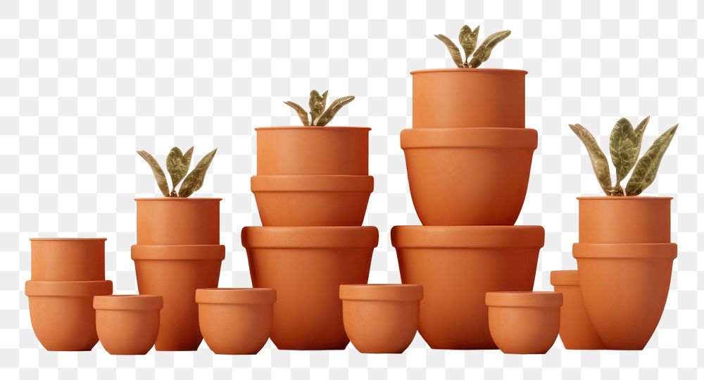 PNG Terracotta plant pot arrangement. 