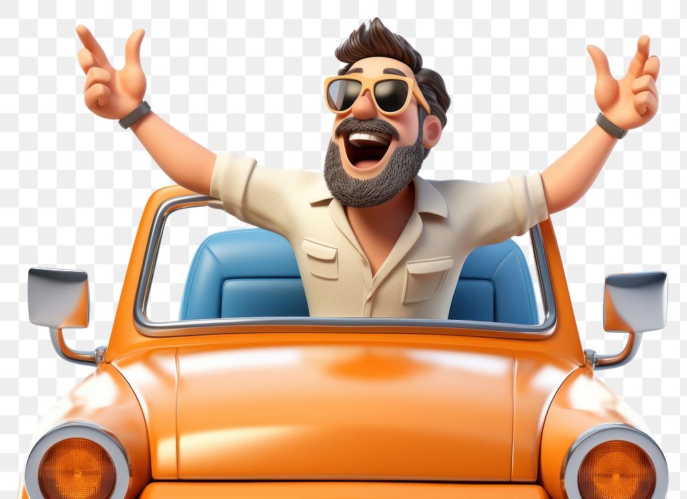 PNG Vehicle driving cartoon adult. AI generated Image by rawpixel.