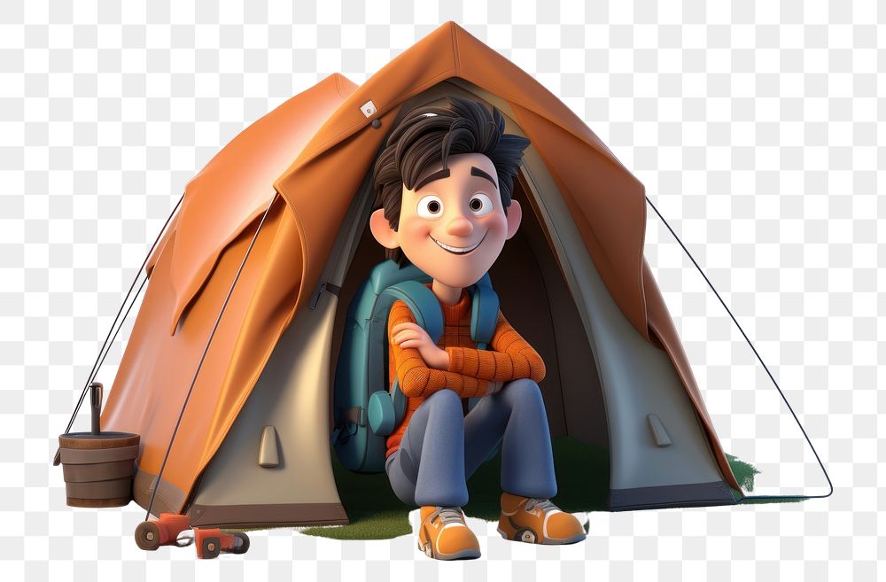 PNG Camping cartoon tent white background. AI generated Image by rawpixel.