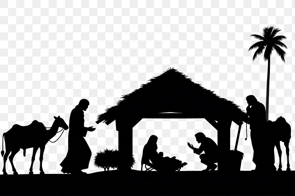 PNG Silhouette architecture white background nativity scene. AI generated Image by rawpixel.
