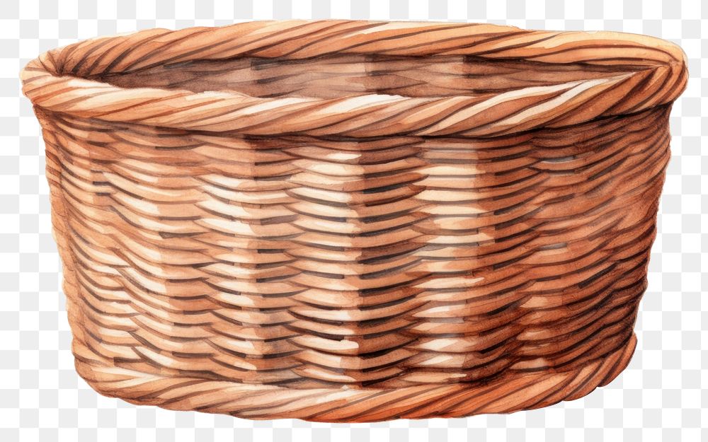 PNG Basket wicker brown white background. AI generated Image by rawpixel.