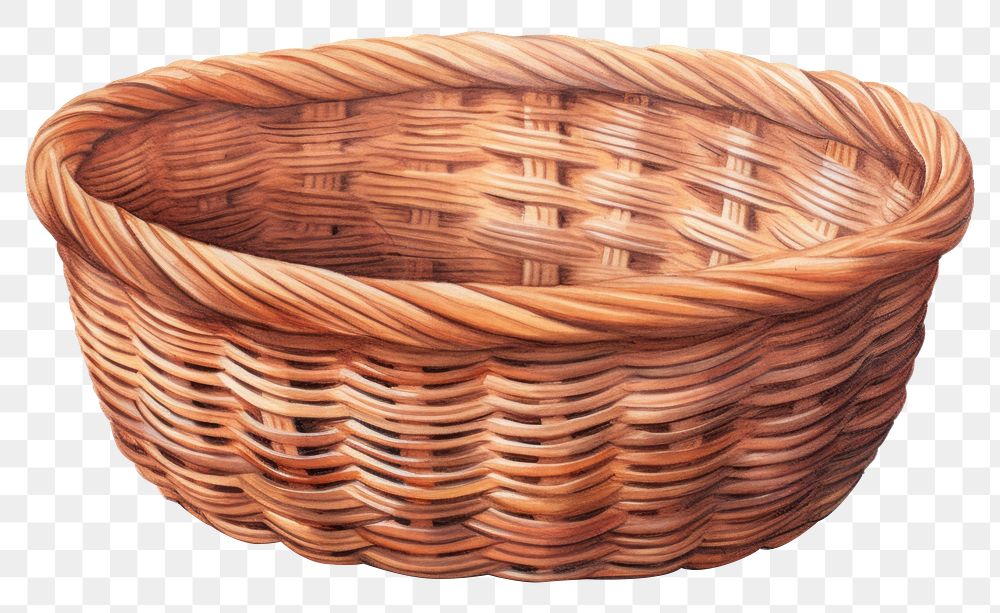 PNG Basket wicker brown white background. AI generated Image by rawpixel.