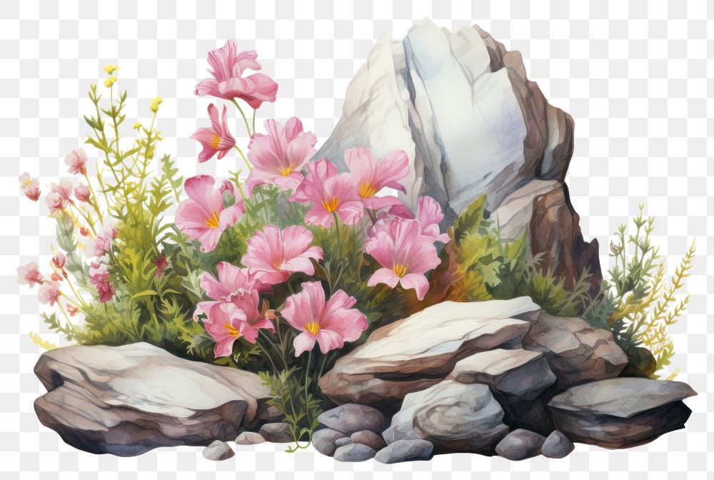 PNG Flower rock outdoors nature. AI generated Image by rawpixel.