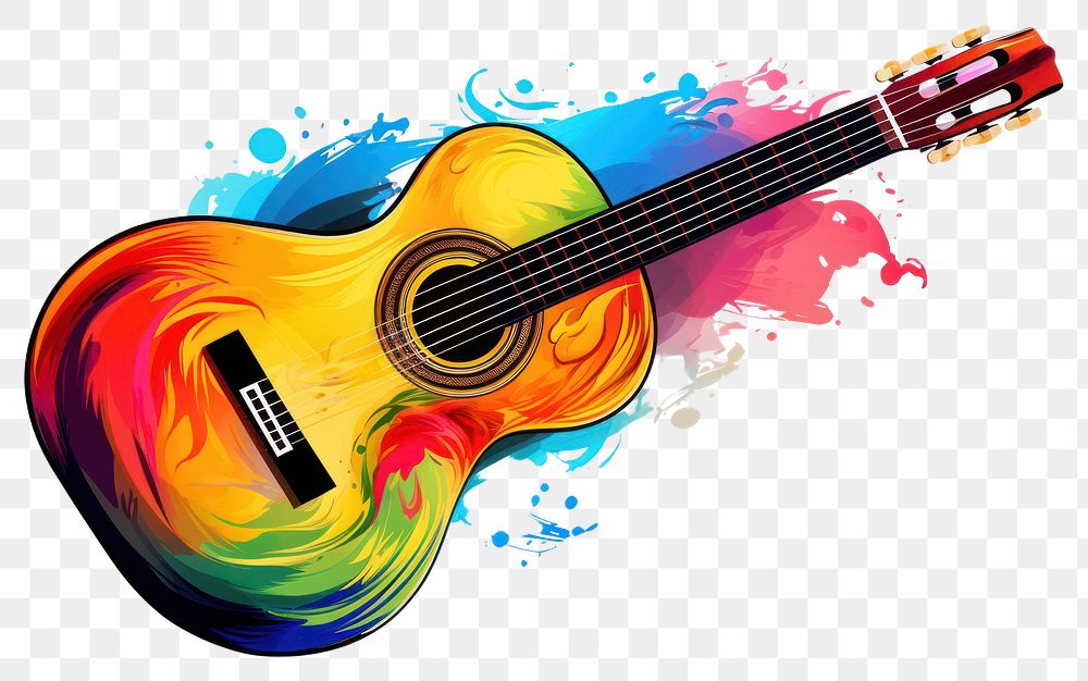 PNG Guitar white background performance creativity. AI generated Image by rawpixel.