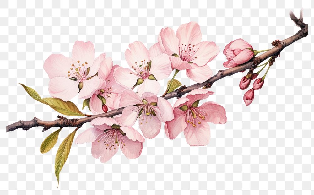 PNG Blossom flower cherry plant transparent background