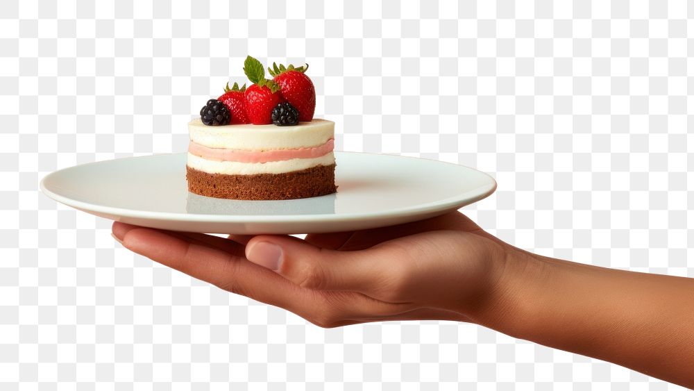 PNG Dessert strawberry holding fruit. AI generated Image by rawpixel.