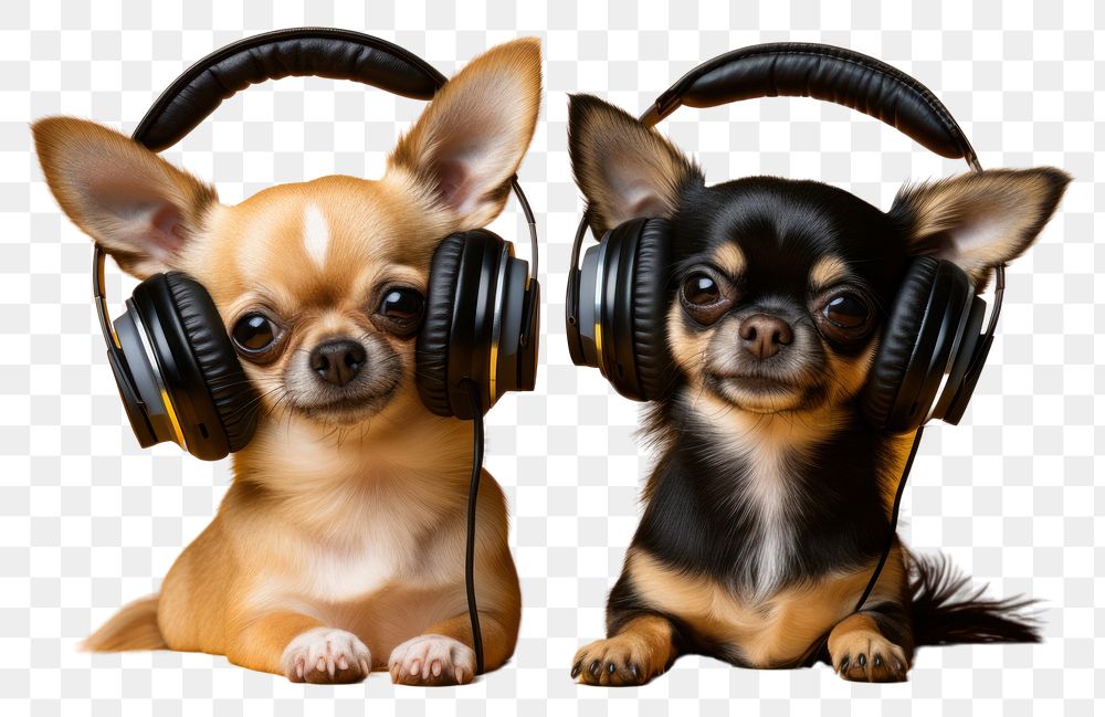 PNG Dog headphones chihuahua mammal. AI generated Image by rawpixel.