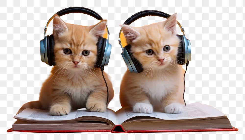 PNG Headphones headset mammal kitten. AI generated Image by rawpixel.