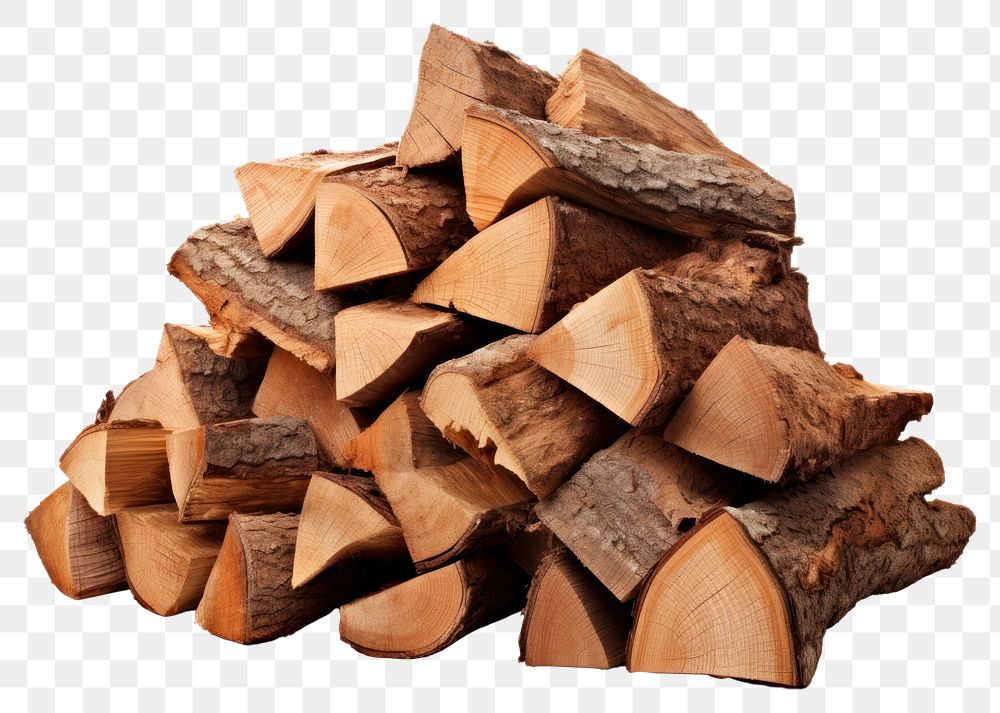 PNG Wood firewood white background deforestation. 