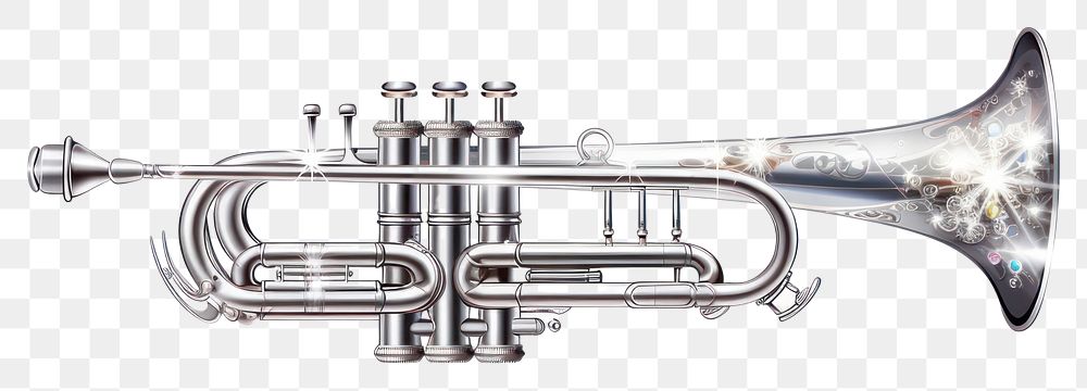 PNG Trumpet silver horn transparent background. AI generated Image by rawpixel.