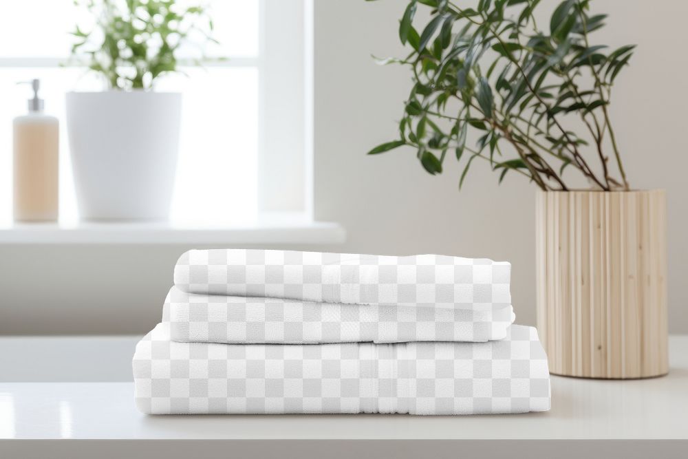 Folded towels png transparent mockup