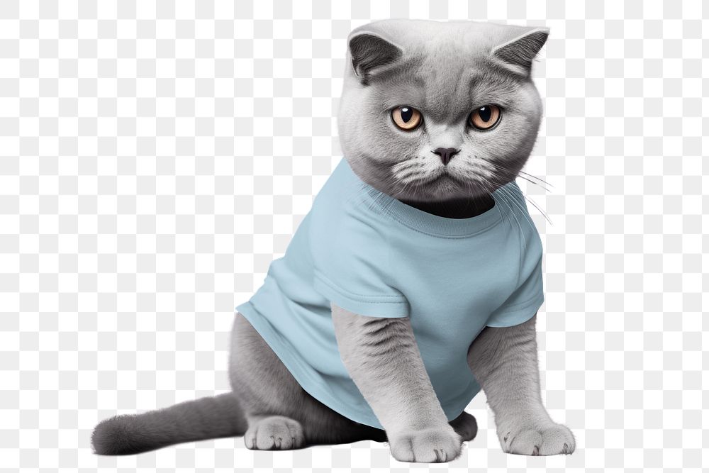 Cat png, wearing t-shirt, transparent background