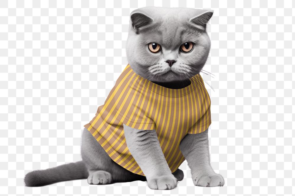 Cat png, wearing t-shirt, transparent background