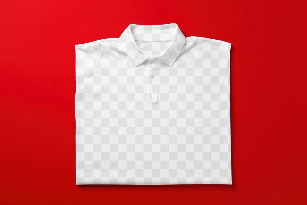 Folded polo shirt png transparent mockup