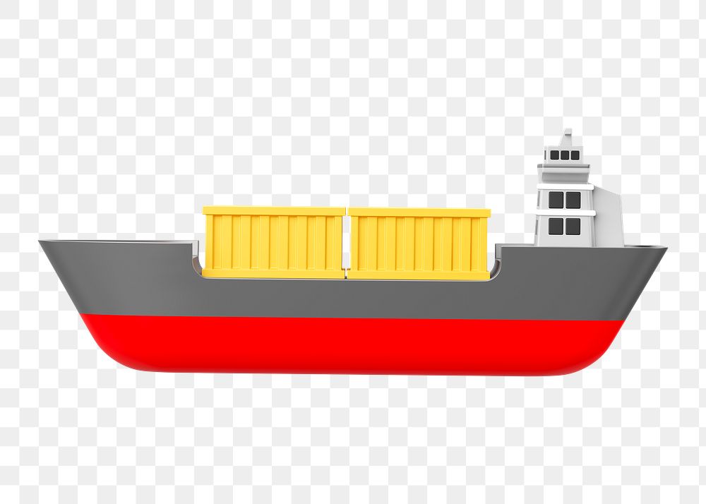 PNG 3D sea shipping, element illustration, transparent background