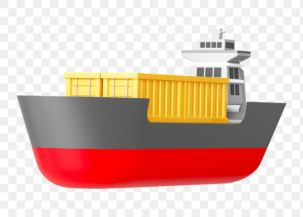 PNG 3D sea shipping, element illustration, transparent background