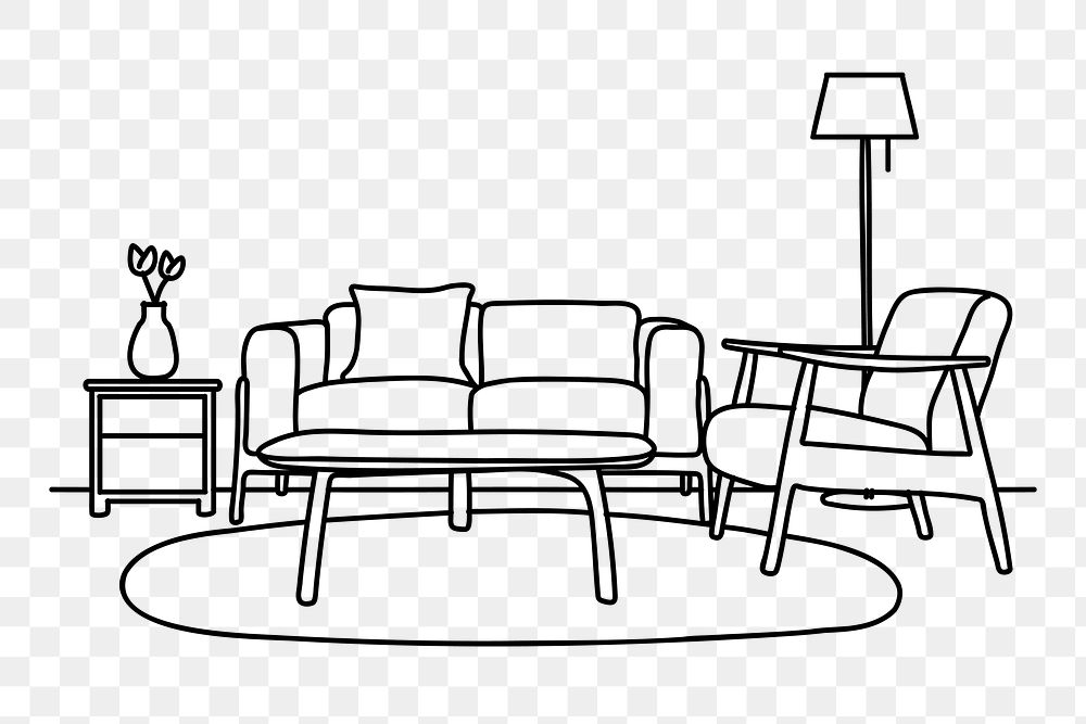 PNG living room doodle illustration, transparent background