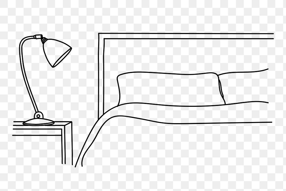 PNG modern bedside & lamp doodle illustration, transparent background